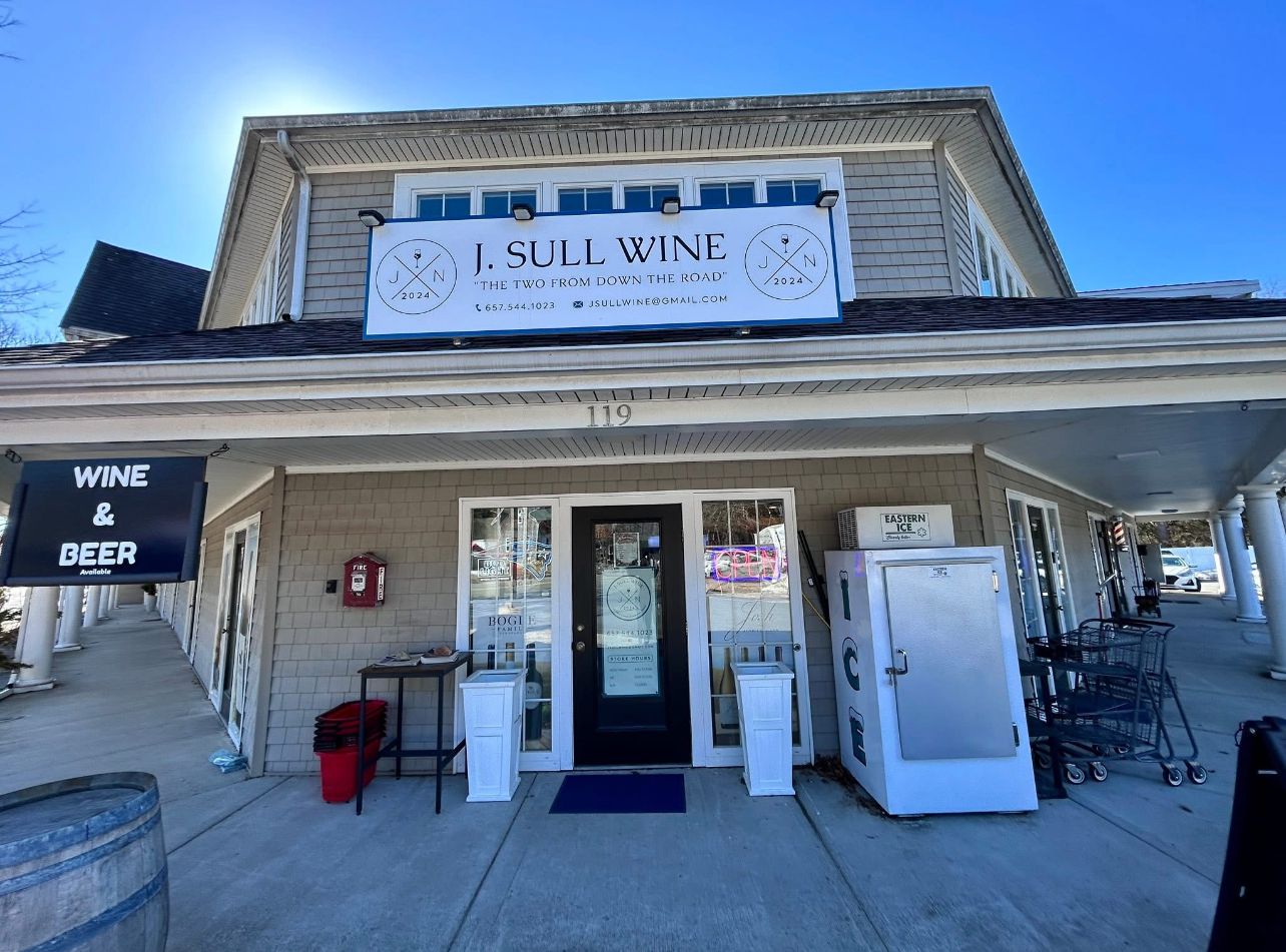 The J. Sull Wine & Spirits storefront at 119 Wareham Road in Marion